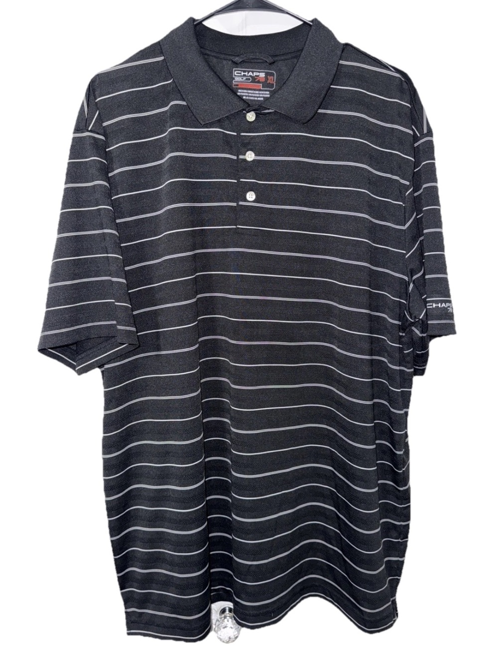 Chaps Golf 78 Men’s Polo Black With White Stripes XL